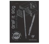 Clairefontaine 96843C Bloc Agrafé GraF'it - 80 Feuilles Papier Dessin Croquis - Réglure pointillés DOT - Feuilles Détachables - A5 14,8x21 cm 90g - Couverture Noire
