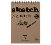 Clairefontaine 96904C Bloc Spiralé en-tête Papier Sketch - 50 Feuilles Papier Dessin Blanc au Grain Très Léger - Feuilles Détachables - A4 21x29,7 cm 90g