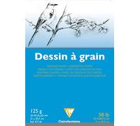 Clairefontaine 97118C Bloc Encollé Papier Dessin à Grain - 20 Feuilles Papier Dessin au Grain Marqué - A4 21x29,7 cm 125g - Idéal pour le Dessin Scolaire