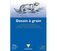 Clairefontaine 97120C Bloc Encollé Papier Dessin à Grain - 20 Feuilles Papier Dessin au Grain Marqué - A3 29,7x42 cm 160g - Idéal pour le Dessin Scolaire