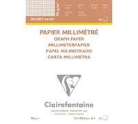 Clairefontaine 97135C Bloc Collé Papier Vélin Millimétré - 50 Feuilles Papier Millimétré Brun - A4 21X29,7 cm 90g - Idéal pour les Travaux Géométriques et les Dessins Techniques