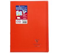 Clairefontaine 971404C Un Cahier Agrafé Koverbook Rouge - A4 21x29,7 cm - 96 Pages Grands Carreaux - Papier Blanc 90 g - Couverture Polypro