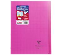 Clairefontaine Cahier agrafé Koverbook 971408C A4 21 x 29,7 cm 96 pages grands carreaux 90 g Rose