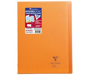 Clairefontaine 971409C Un Cahier Agrafé Koverbook Orange - A4 21x29,7 cm - 96 Pages Grands Carreaux - Papier Blanc 90 g - Couverture Polypro