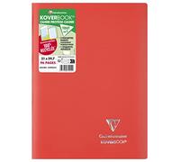 Clairefontaine 971414C Un Cahier Agrafé Koverbook Rouge - A4 21x29,7 cm - 96 Pages Grands Carreaux - Papier Blanc 90 g - Couverture Opaque Polypro Recyclé