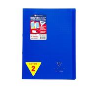 Clairefontaine 971422AMZC Lot de 2 Cahiers Agrafés Koverbook Bleus Marines - A4 21x29,7 cm - 96 Pages Grands Carreaux - Papier Blanc 90 g - Couverture Polypro