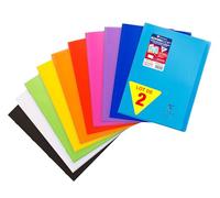 Clairefontaine 971601AMZC Un lot de 2 Cahiers Agrafés Koverbook - A4 21x29,7 cm - 96 Pages Petits Carreaux avec Marge 90 g - Couvertures Polypro - Couleurs Assorties Aléatoires