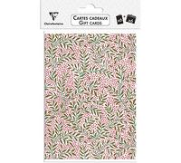 Clairefontaine 97321C - Un Sachet De 6 cartes Cadeaux (Dimensions : 15,5x11cm) + 6 Enveloppes Auto-Adhésives (Dimensions : 11,4x16,2 cm) - Motif : Végétal - Carte De Voeux, Carte Cadeau