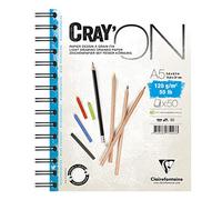 Clairefontaine 975023C Bloc Spiralé Cray'ON - 50 Feuilles Papier Dessin Blanc au Grain Fin - Feuilles Détachables - A5 14,8x21 cm 120g - Idéal pour le Dessin et le Croquis au Crayon