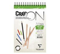 Clairefontaine 975031C Bloc Spiralé Cray'ON - 30 Feuilles Papier Dessin Blanc au Grain Fin - Feuilles Détachables - A4 21x29,7 cm 160g - Idéal pour le Dessin et le Croquis au Crayon