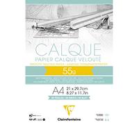 Clairefontaine Bloc collé papier calque 975080C A4 50 feuilles 55 g hautement transparent