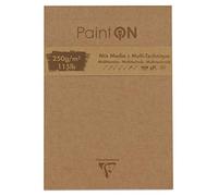 Clairefontaine 975173C - Un bloc encollé en-tête de papier dessin Paint'On 50 Feuilles 17,6x25 cm 250g, couleurs assorties et couverture kraft