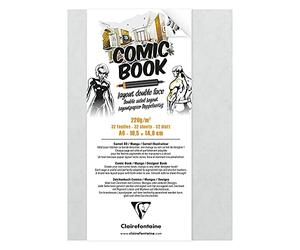 Clairefontaine 975195C Carnet Layout Double-Face - 32 Feuilles Papier Dessin Blanc Extra Lisse A6 10,5x14,8 cm 220g - Papier idéal pour le Dessin au Feutre à Alcool, Encre de Chine et Line Art