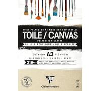 Clairefontaine 975211C - Un bloc encollé de 10 toiles prêtes à peindre 29,7x42 cm 200g, Grain de sable