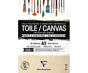 Clairefontaine 975212C - Un bloc encollé de 10 toiles prêtes à peindre 42x59,4 cm 200g, Grain de sable