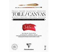 Clairefontaine 975225C - Un bloc encollé de 10 toiles prêtes à peindre 42x56 cm 345g, Blanc Fleur de Lys