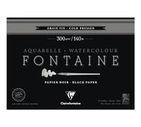 Clairefontaine 975303C - Un bloc encollé 4 côtés de papier dessin Fontaine 20 feuilles grain fin 26x36 cm 300g, Noir