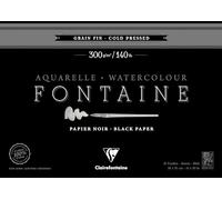 Clairefontaine 975306C - Un bloc encollé 4 côtés de papier dessin Fontaine 20 feuilles grain fin 36x51 cm 300g, Noir