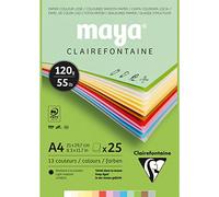 Clairefontaine 975332C Bloc Encollé Papier Dessin Maya - 25 Feuilles Papier Dessin Lisse Couleurs Pastel Assorties - A4 21x29,7 cm 120g - Idéal pour les Activités Créatives