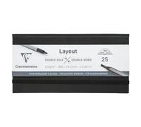 Clairefontaine 975341C Carnet Layout Double-Face Ouverture à Plat - 25 Feuilles Papier Dessin Blanc Extra Lisse 11x22 cm 220g - Idéal pour le Dessin au Feutre à Alcool, Encre de Chine et Line Art