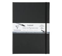 Clairefontaine 975343C Carnet Layout Double-Face Ouverture à Plat - 25 Feuilles Papier Dessin Blanc Extra Lisse A4 21x29,7 cm 220g - Idéal pour le Dessin au Feutre à Alcool, Encre de Chine et Line Art