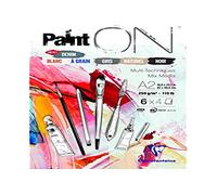Clairefontaine 975412C Bloc Collé PaintON Multi-techniques - 24 Feuilles Papier Dessin Multi-techniques - Assorti de 6 Couleurs x4 Feuilles - A2 42x59,4 cm 250g
