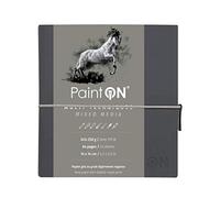Clairefontaine 975433C - Un carnet cousu de papier dessin Paint'On 64 pages grises 14x14 cm 250g, fermeture élastique, couverture souple grise