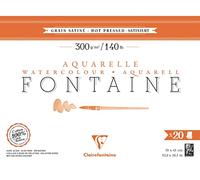 Clairefontaine 975511C Bloc Encollé 4 Côtés Fontaine - 20 Feuilles Papier Aquarelle Blanc 100% Coton Grain Satiné Qualité Professionnelle 31x41 cm 300g