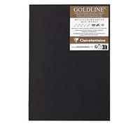 Clairefontaine 975525C Carnet Piqué Goldline - 20 Feuilles Papier Dessin Blanc - A4 21x29,7 cm 140g - Format Portrait - Couverture Souple Noire