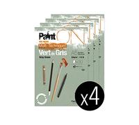 Clairefontaine 975704Cpack Bloc Collé PaintON Multi-techniques - 30 Feuilles Papier Dessin Multi-techniques au Grain Légèrement Rugueux - Vert de Gris - A5 14,8x21 cm 250g - Paquet de 4 Blocs