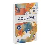 Clairefontaine 975721C Bloc Encollé Goldline Aquapad - 50 Feuilles Papier Aquarelle Blanc Grain Moyen Fin A4 21x29,7 cm 300g