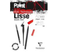 Clairefontaine 975731C Bloc Collé PaintON Multi-techniques - 25 Feuilles Papier Dessin Multi-techniques à la Surface Lisse - Blanc - A2 42x59,4 cm 250g