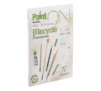 Clairefontaine Bloc collé PaintON Multi-techniques – 30 feuilles, 100% recyclé, satiné, A3 250 g
