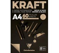 Clairefontaine 975818C Bloc Encollé Papier Kraft Bicolor - 60 Feuilles Papier Kraft Brun et Noir A4 21x29,7 cm 90g - Papier Double Face pour le Croquis et le Dessin