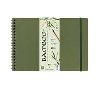 Clairefontaine 975930C - Carnet Spiralé Bamboo - 20 Feuilles Papier 100% Bambou Aquarelle Blanc Naturel 100% végan - Grain Finement Marqué Qualité Professionnelle A4 21x29,7 cm 250g