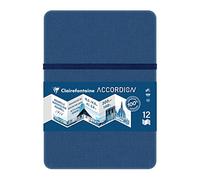 Clairefontaine 975967C - Carnet de Voyage Accordion - 12 Pages Papier Aquarelle Blanc Grain Moyen Fin A6 10,5x14,8 cm 300g - Idéal pour les Artistes Globe-trotteurs