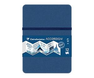 Clairefontaine 975967C - Carnet de Voyage Accordion - 12 Pages Papier Aquarelle Blanc Grain Moyen Fin A6 10,5x14,8 cm 300g - Idéal pour les Artistes Globe-trotteurs