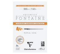 Clairefontaine 976017C Bloc Encollé 4 Côtés Fontaine Extra Blanc - 15 Feuilles Papier Aquarelle Extra Blanc 100% Coton Grain Satiné - Qualité Professionnelle 10x15cm 300g