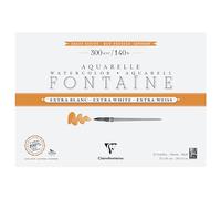 Clairefontaine 976023C Bloc Encollé 4 Côtés Fontaine Extra Blanc - 12 Feuilles Papier Aquarelle Extra Blanc 100% Coton Grain Satiné - Qualité Professionnelle 51x36cm 300g