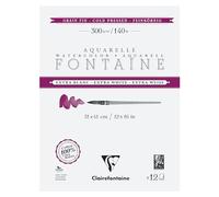 Clairefontaine 976042C Bloc Encollé 4 Côtés Fontaine Extra Blanc - 12 Feuilles Papier Aquarelle Extra Blanc 100% Coton Grain Fin - Qualité Professionnelle 31x41cm 300g