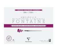 Clairefontaine 976044C Bloc Encollé 4 Côtés Fontaine Extra Blanc - 12 Feuilles Papier Aquarelle Extra Blanc 100% Coton Grain Fin - Qualité Professionnelle 61x46cm 300g