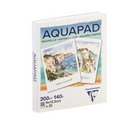 Clairefontaine 976073C Mini Bloc Encollé Aquapad 9x10,5 cm 300g - 20 Feuilles Papier Aquarelle Blanc Grain Moyen Fin