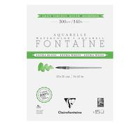 Clairefontaine 976080C Bloc Encollé 4 Côtés Fontaine Extra Blanc Grain Torchon 23x31cm 300g - 15 Feuilles Papier Aquarelle Extra Blanc 100% Coton - Qualité Professionnelle