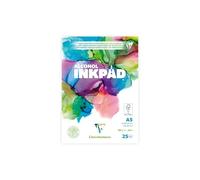 Clairefontaine 976106C Bloc Encollé Alcohol Inkpad A5 14,8x21 cm 90g - 25 Feuilles Papier pour Encres à Alcool Extra Blanc - Idéal pour le Fluid Painting avec des Encres à alcool