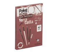 Clairefontaine 976151C Bloc Encollé PaintON Multi-techniques Terracotta A6 10,5x14,8 cm 250g - 20 Feuilles Papier Dessin Multi-techniques au Grain Légèrement Rugueux - Terracotta