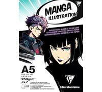 Clairefontaine – Bloc collé papier dessin Illustration Manga A5 Blanc