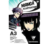 Clairefontaine Bloc Manga Illustration A3 25 feuilles 250g pour dessin, encre, feutres