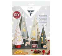 Clairefontaine 97713C - Kit Décoration de l'Avent - 4 sapins Lumineux en Papier Décors Noël Vitaminé - Pour Adulte - Pas à Pas Inclus - Décoration - Loisirs Créatifs, Bricolage, Activités Manuelles