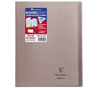Cahier Clairefontaine Koverbook protège-cahier piqué polypro 96 pages Séyès 24 x 32 cm Gris Transparent Gris