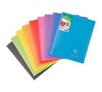 Clairefontaine 981411C Un Cahier Agrafé Koverbook - 24x32 cm - 96 Pages Grands Carreaux - Papier Blanc 90 g - Couverture Opaque Polypro Recyclé Couleur Aléatoire